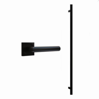 Stoßgriff-Set 1600 mm Edelstahl Schwarz (eckig)