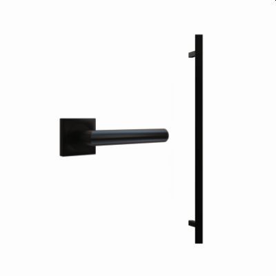 Stoßgriff-Set 1200 mm Edelstahl Schwarz (eckig)