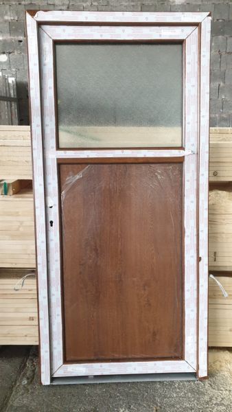 Kunststoff Nebeneingangstür "ANTONIA-Q" 71 mm (B-Ware, Kratzer, 100x210cm, GoldenOak)