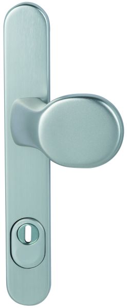 Knaufgarnitur Knauf/Drücker · Langschild · Edelstahl matt gebürstet · mit Kernziehrosette · inklusive Befestigungsmaterial