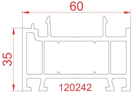 Blendrahmenverbreiterung 35 mm für Kunststoff-Türen der Stärke 60 mm